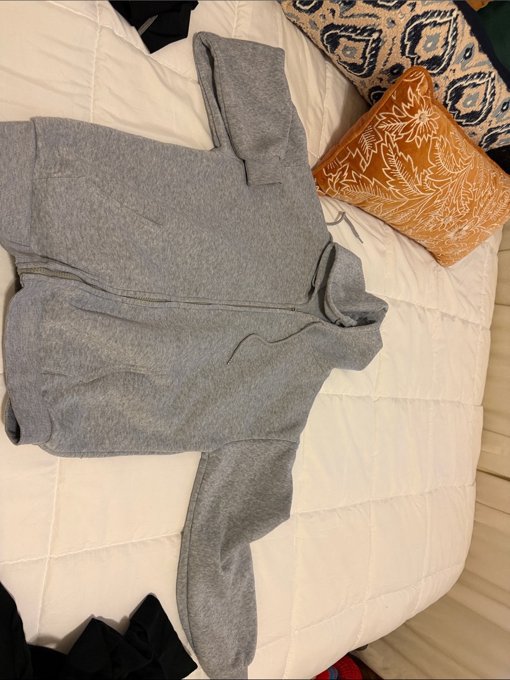 Women's Gray Zip-Front Crew Sweatshirt